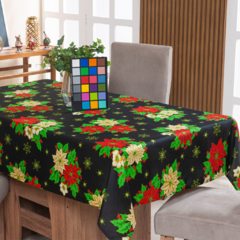 TOALHA DE MESA NATALINA 6 LUGARES 2,00M X 1,40M OXFORD DECORAÇÃO DE NATAL