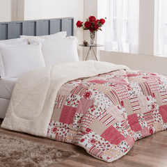 COBERDROM CASAL QUEEN WINTER 100% ALGODÃO 01 PEÇA - PATCHWORK VERMELHO