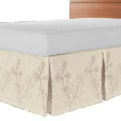 Saia Box Bordada para Cama de Casal Queen - Palha - comprar online