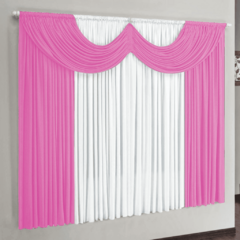 Cortina Riviera 3,00m x 2,80m para Varão Simples - Rosa / Branco - comprar online