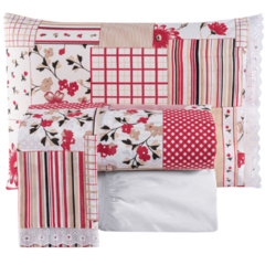 Jogo de Cama Queen Fascínio 04 Peças - Patchwork Floral/Branco - Bom Bordado - Loja online de Enxovais