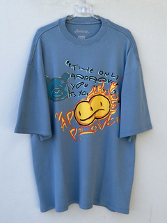 Camiseta Oversized Approve Doodle Azul - 518272