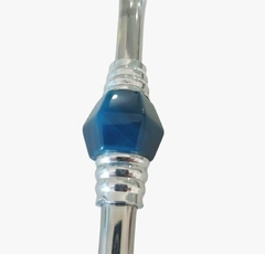 Bomba de Chimarrão Inox Azul Escuro 23cm Pedra Ágata - comprar online