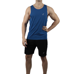 MUSCULOSA HOMBRE ALGODON PREMIUM CIAN OSCURO