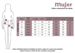 Tabla de talles de calzas cortas de mujer