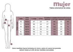 Tabla de talles de calzas de mujer