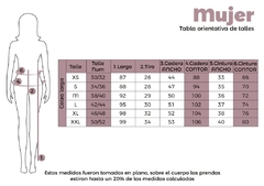 Tabla de talles de Calza de Mujer