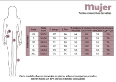 Tabla de talles de calzas capri