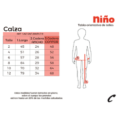 Tabla de Medidas Calza Niño Turquesa