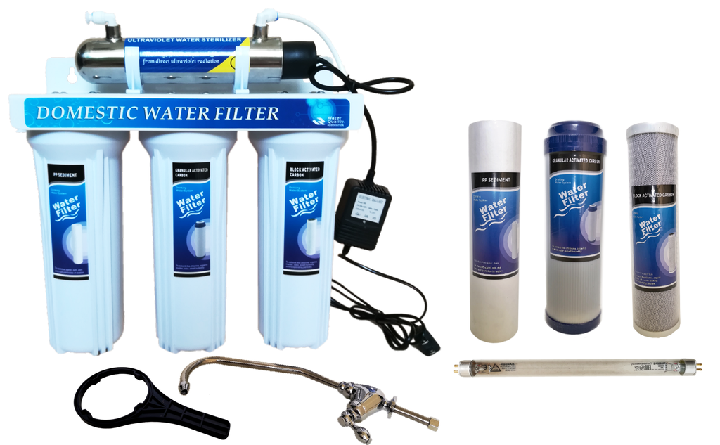 Filtro de Agua para toda la casa Big Blue 20 Pulgadas 3 Etapas Ultravioleta  - 12 GPM 
