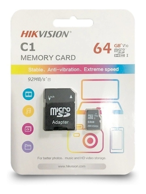 Tarjeta de memoria Microsd 64gb Hikvision Con Adaptador A Sd Hs-tf-c1(std)/64g/adapter