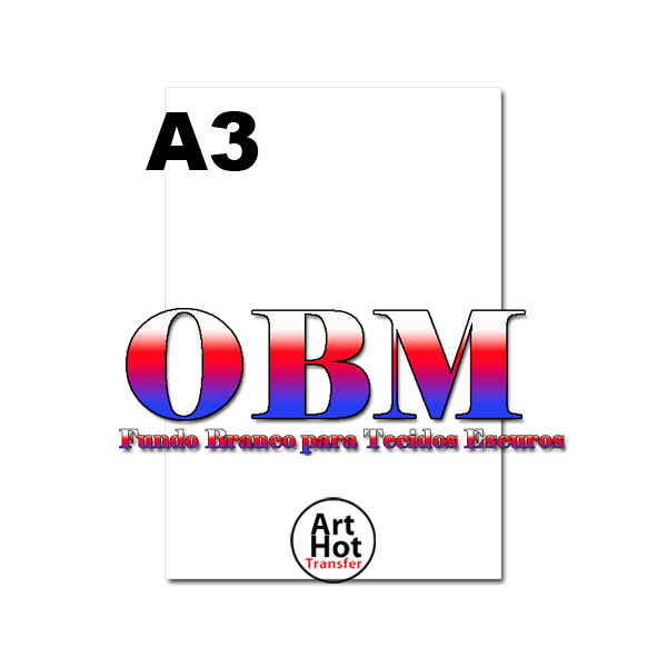 Papel transfer fundo branco "OBM" A3 - Pcte 10 Folhas