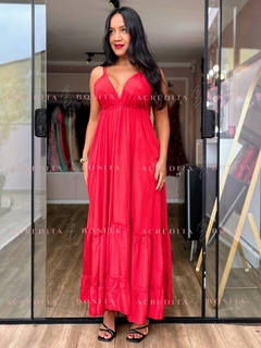 Vestido Afrodite Longo Vermelho Seda na internet