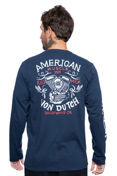 CAMISETA ML VON DUTCH AMERICAN MARINHO