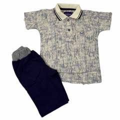 Conjunto com camiseta pólo de linho