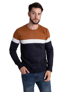 4414 - Sweater Importado de Acrílico Rayado Cuello Redondo - wintertex