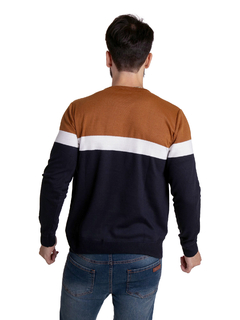 4414 - Sweater Importado de Acrílico Rayado Cuello Redondo - comprar online