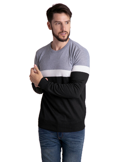 4414 - Sweater Importado de Acrílico Rayado Cuello Redondo - comprar online