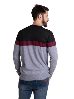 4414 - Sweater Importado de Acrílico Rayado Cuello Redondo - wintertex