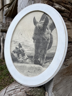 Quadro Cavalo e Cachorro Cowboy Aust. 24,5x19,5cm - comprar online