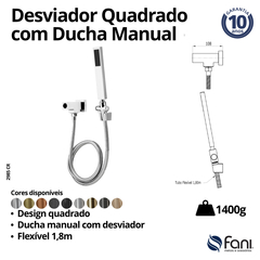 Desviador Para Chuveiro Quadrado Metal Ouro Velho Fani - loja online