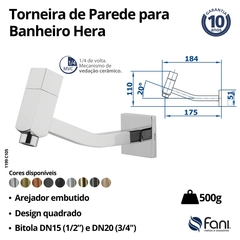 Torneira Para Banheiro Parede Hera Cromado Fani - loja online