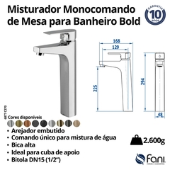Monocomando Para Banheiro Bica Alta Bold Rose Gold Fani - loja online