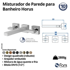 Misturador Para Banheiro Parede Horus Gold Fani - Vannkurs Metais