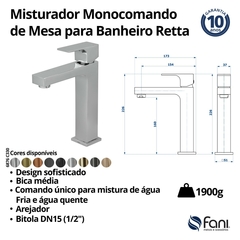 Monocomando Para Banheiro Bica Média Retta Gold Fani - loja online