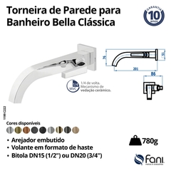 Torneira Para Banheiro Parede Bella Clássica Rose Gold Fani - Vannkurs Metais