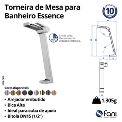 Torneira Para Banheiro Alta Essence Rose Gold Fani - Vannkurs Metais