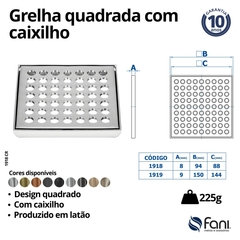 Imagem do Grelha Ralo Quadrado Pequeno 10X10 Rose Gold Fani