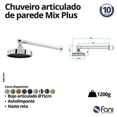 Chuveiro Articulado Parede Mix Plus Rose Gold Fani - Vannkurs Metais