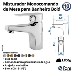 Monocomando Para Banheiro Bica Baixa Bold Champanhe Fani - loja online