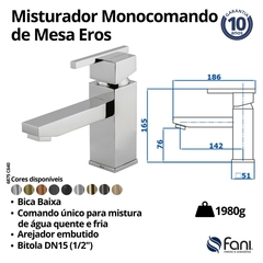 Monocomando Banheiro Bica Baixa Eros 6875 Rose Gold Fani - Vannkurs Metais