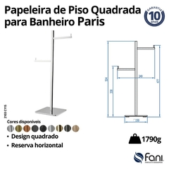 Papeleira Piso Paris Reserva Horizontal Preto Fosco Fani - comprar online