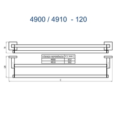 Porta Toalha Reto Duplo Longo 60 Cm Versata Champanhe Fani - comprar online