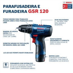 Furadeira Parafusadeira 3/8 12V GSR 120Li Com Bateria Bosch - comprar online