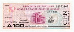 007 - Cédula de Tucumán - Províncias argentinas - 100 Australes 1989 - FE