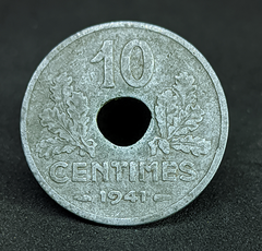 986 - II GUERRA MUNDIAL - França de Vichy 10 cêntimos, 1941-1943 - Estado Francês