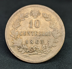 328 - Itália 10 centésimos, 1863