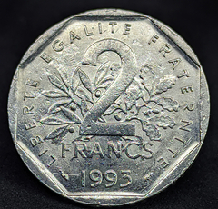 903 - França 2 francos, 1993 - 50° Aniversário - Fundação do Movimento Nacional da Resistência - Níquel - 26.5mm - KM# 1062 - comprar online
