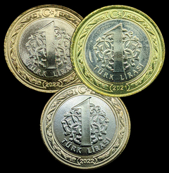 312 - Três moedas bimetálicas comemorativas da Turquia - comprar online