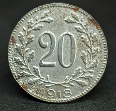 656 - Áustria 20 hellers, 1918 - Ferro - 21.2mm - KM# 2826