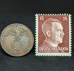 728 - SELO + Moeda da Alemanha - Terceiro Reich 2 reichspfennig, 1938 E Muldenhütten