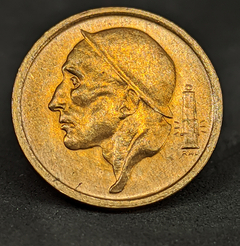 756 - Moeda da Bélgica 20 cêntimos, 1963, Bronze, 17mm. KM# 146. Peça com brilho de cunho