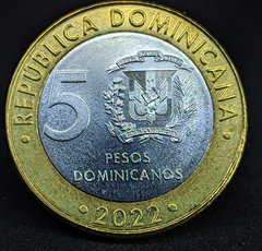 823 - República Dominicana 5 pesos, 2022 - Bimetálica
