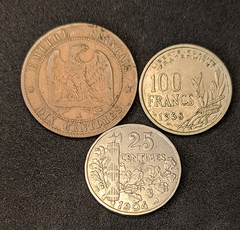 994 - Três moedas da França