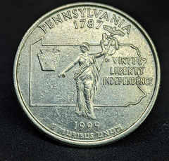 1397 - Estados Unidos ¼ dólar, 1999 D - Estado de Pensilvânia