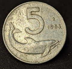 708 - Itália 5 liras, 1954